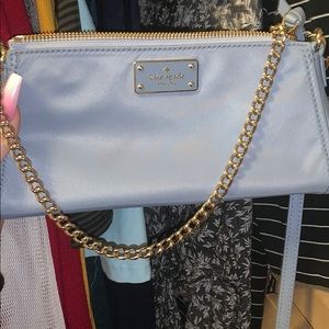 Kate spade cross body clutch baby blue with chain